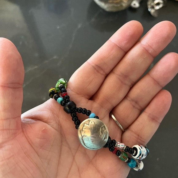 Multi beaded 8 in bracelet with buffalo nickel clasp - Picture 2 of 3